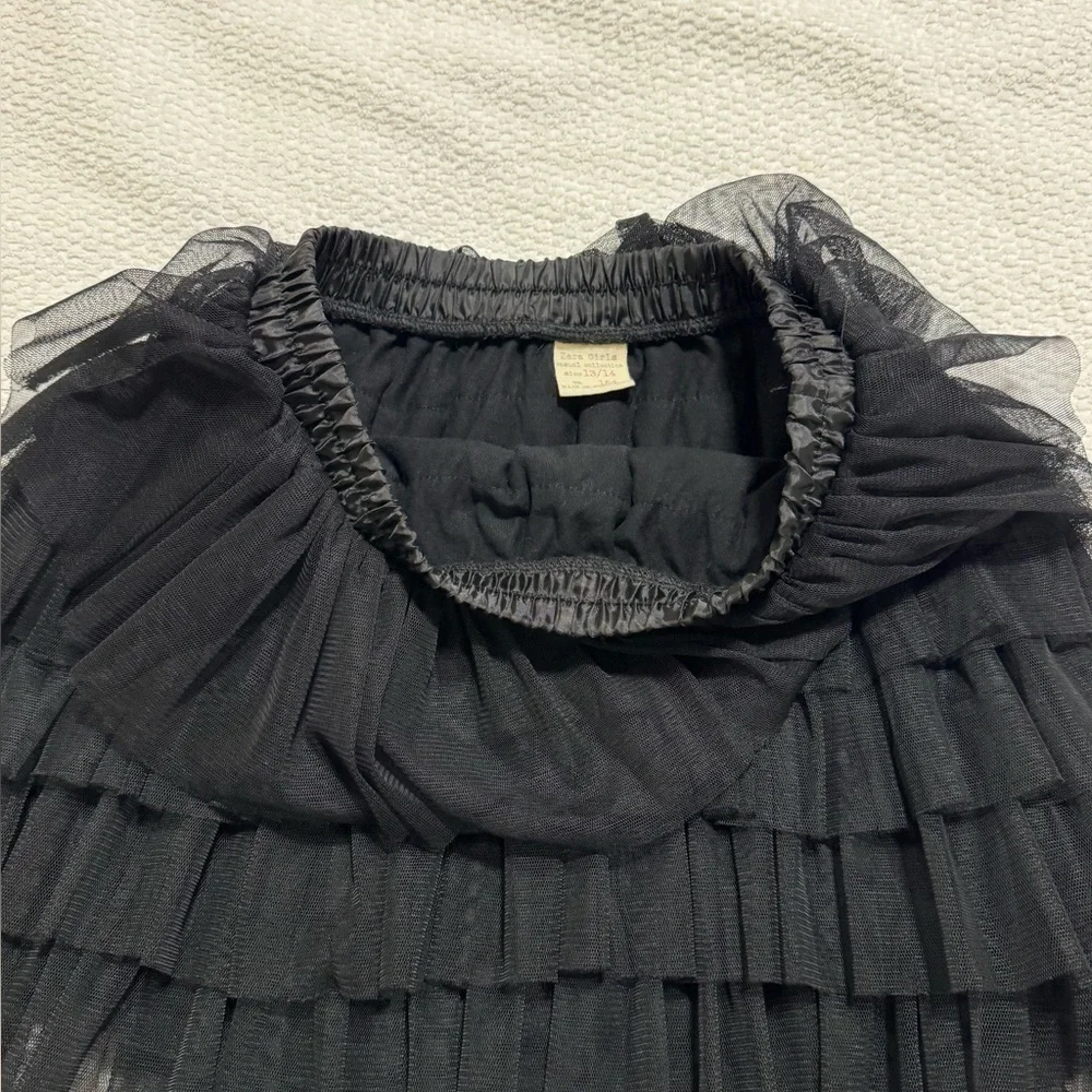Zara Girls Casual Collection Size 13/14 Black Layered Tulle Skirt